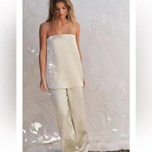 ZARA STRAPLESS SATIN EFFECT TOP